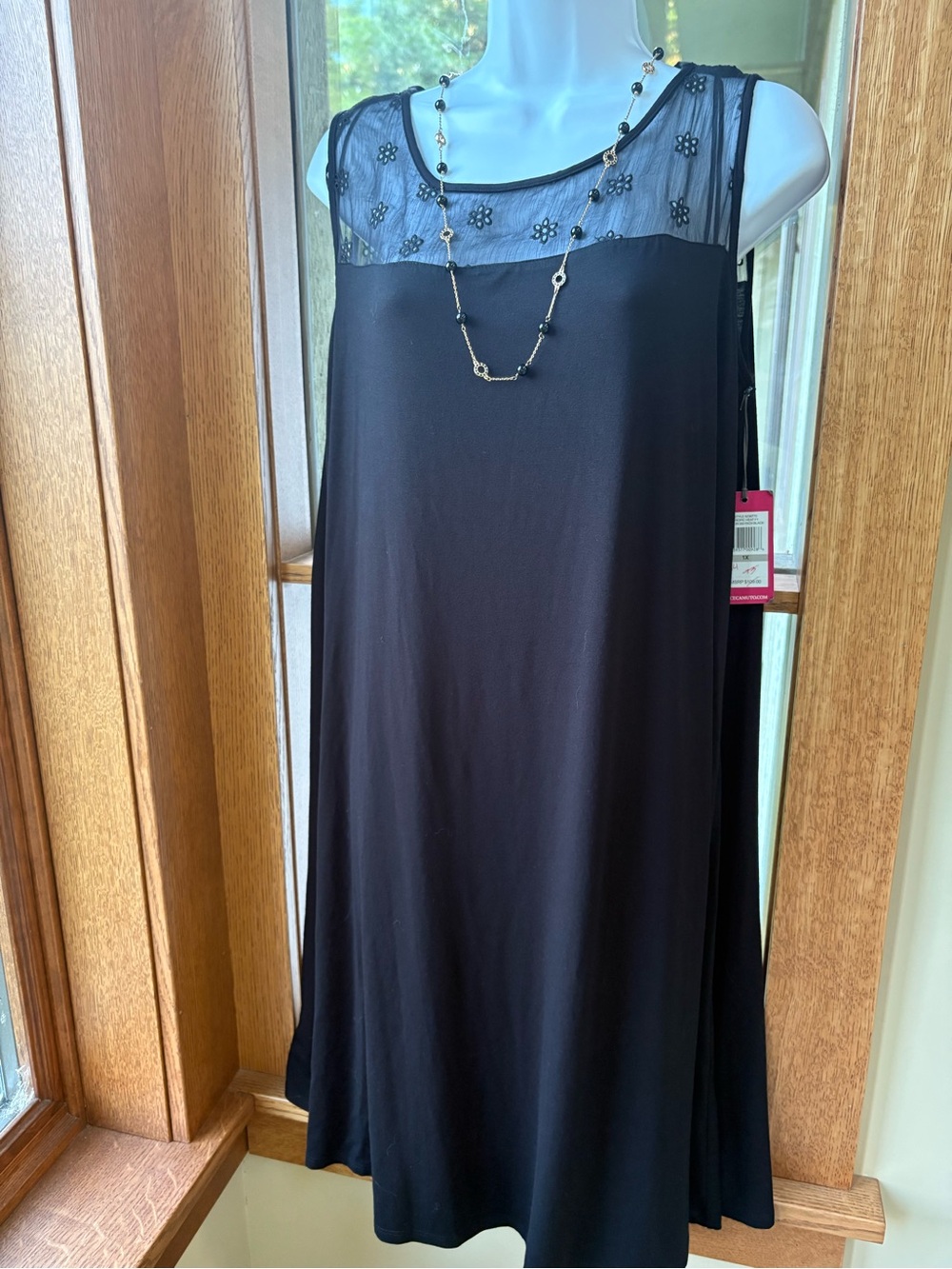 NWT Vince Camuto Dress Eyelet Lace Black Sheer Panel Sleeveless Size 1X